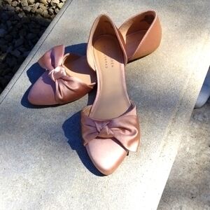 NWOT Lauren Conrad BlushPink Gazania Satin Bow D'Orsay Flat Sz9 girlhood wedding
